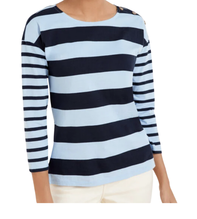Button Shoulder Crewneck Tee